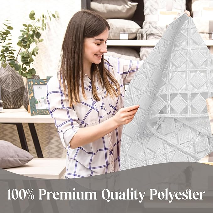 Majestic Giftware Polyester Tablecloths for Rectangle Tables - White Lace | (70/108) - TC1726L Diamond-Lined Design Dining Table Cover | Decorative Washable Tablecloth for Home, Kitchen, Dining - Image 6