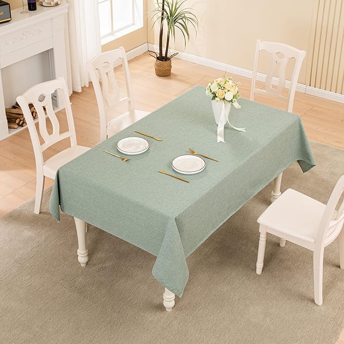 BALCONY & FALCON Rectangle Table Cloth Waterproof Celadon Green 70"x55" | Rectangular Washable Wrinkle Resistant Table Cloth Linen Fabric Tablecloths for Dining Party Kitchen Wedding and Outdoor Use - Image 5