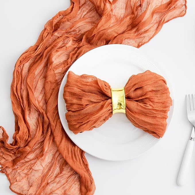 60 Pack Orange Cheesecloth Napkins 21x21 Inches Orange Cloth Napkins Set of 60 Washable Dinner Table Napkins for Wedding Bridal Baby Shower Rustic Boho Cotton Gauze Family Party Table Decor - Image 4