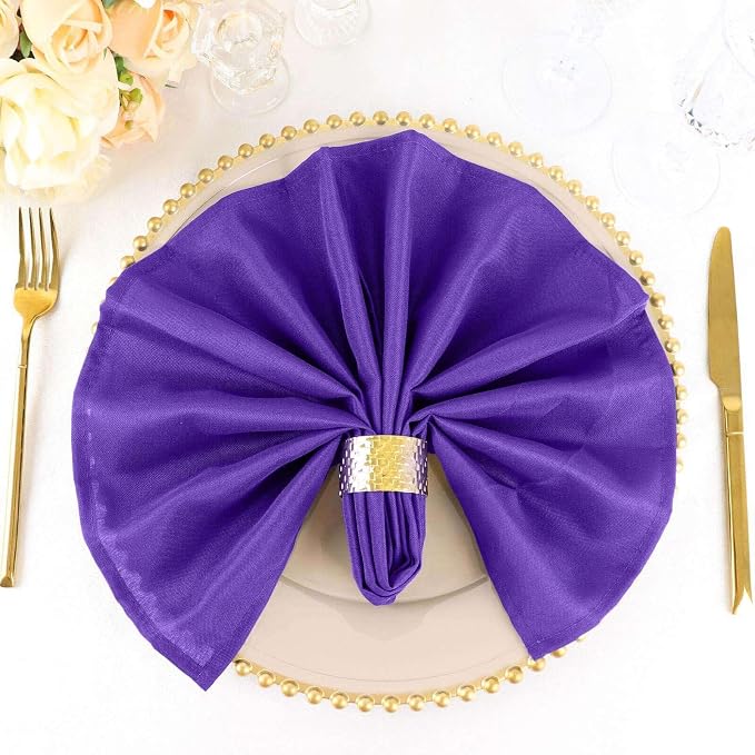 Efavormart Premium Cloth Napkins Set of 5, 20x20 Inch Purple Seamless Dinner Napkins, Washable Linen Table Napkin Cloth with Hemmed Edges for Weddings, Party and Banquet - Image 6