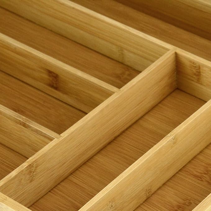 Drawer Organizer Bamboo Cutlery Tray Silverware Organizer/Utensil Holder, Drawer Dividers Organizer for Silverware, Flatware, Knives in Kitchen - Image 5