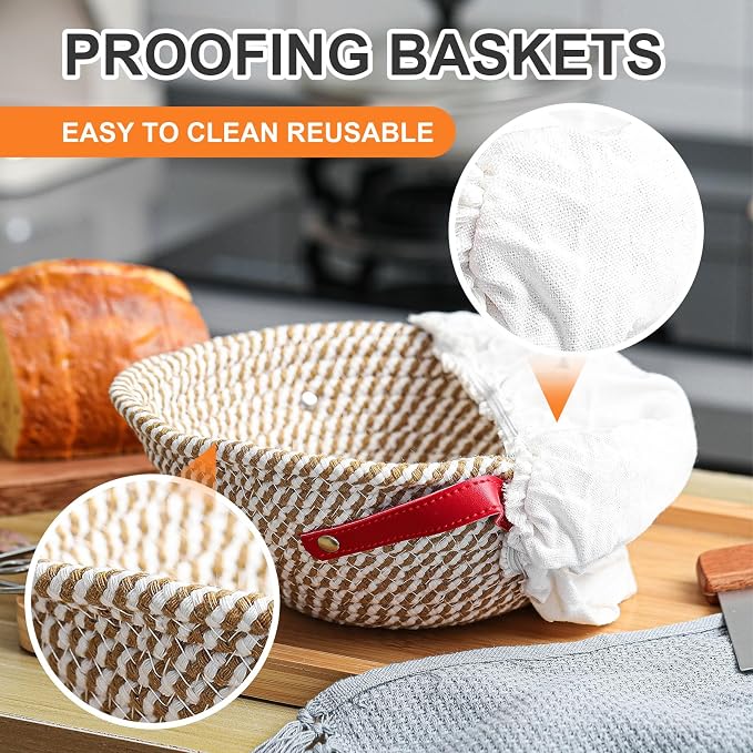 Honeydak 7 Pack Sourdough Bread Baking Supplies Kit Includes Dutch Oven for Bread Baking 5qt Pan Pot, Bread Proofing Basket, Scoring Lame, Dough Whisk - Image 6