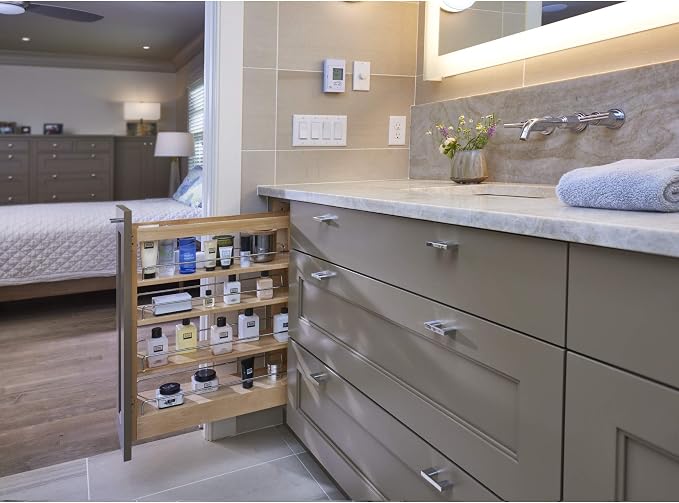 Rev-A-Shelf Maple Pullout Organizer for Full Height Base Vanity Cabinets, Full Extension Slides & Adjustable Shelves, Min Opening Width of 5.5",448-BC19-5C - Image 2