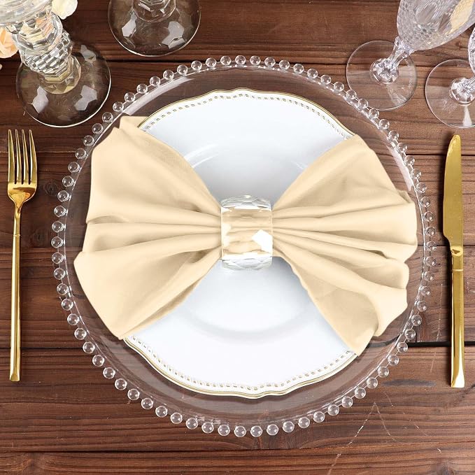Efavormart Premium Cloth Napkins Set of 5, 20x20 Inch Beige Seamless Dinner Napkins, Washable Linen Table Napkin Cloth with Hemmed Edges for Weddings, Party and Banquet - Image 7