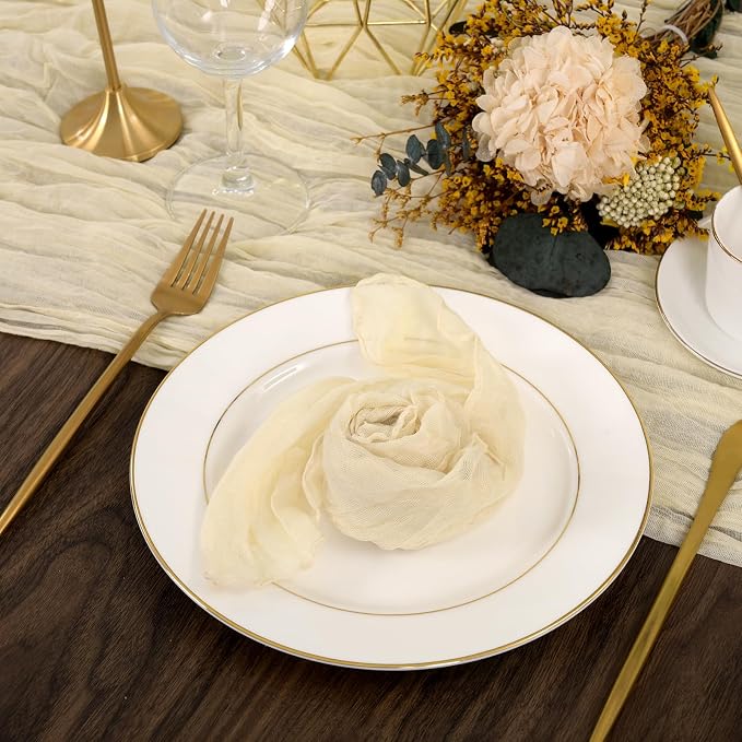 fani 60 Pack Gauze Cheesecloth Napkins, 20 x 20 in, Ivory | Wrinkled Table Napkins, Soft Cotton, Rustic Decorative, Weddings, Party, Dinner Table, Everyday Use - Image 7
