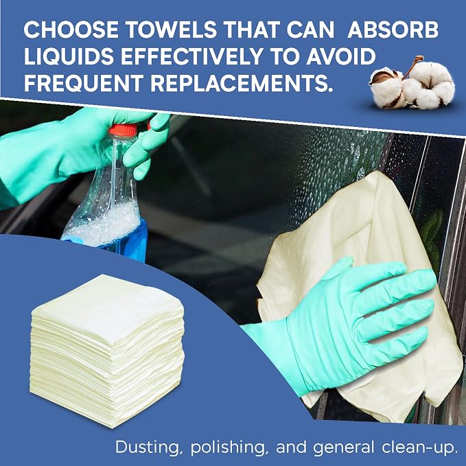 Shop Towels| Multipurpose Commercial and Residential Shop Cleaning| Car Wash, Polish, Housewares, Microwave, Coffee Machine, Restaurant, Bathrooms, Electronics, Auto Garage | 50 Pack 14"x12" Natural - Image 4
