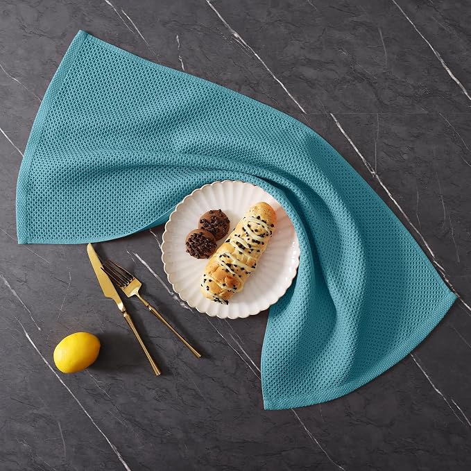 Homaxy 10 Pack 100% Cotton Kitchen Towels and Dishcloths Set, Lake Blue | 12 x 12 Inches and 13 x 28 Inches Kitchen Towels Set, Ultra Soft Absorbent Dish Cloths for Washing Dishes - Image 9