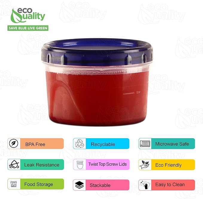 [20 PACK] 16 oz Twist Top Storage Deli Containers - Airtight Reusable Plastic Food Storage Canisters with Twist & Seal Lids, Leak-Proof - Meal Prep, Lunch, Togo, Stackable, BPA-Free Snack Containers - Image 2