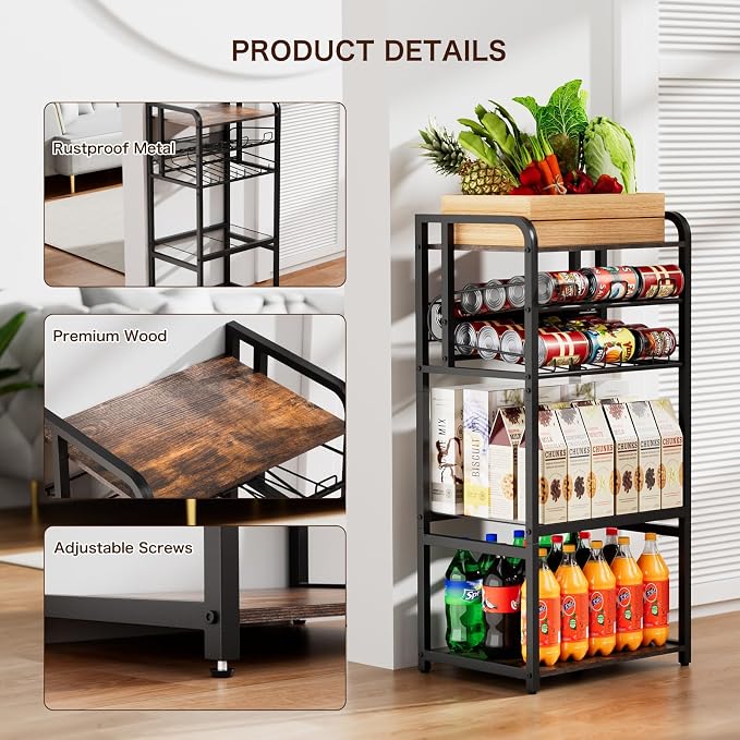 Soda Can Organizer for Pantry,5-Tier Drink Storage Shelf,Black | Kitchen Soda Can Organizer and Storage, Multifunctional Snack Organizer Rack, Standing Can Rack for Pantry/Kitchen - Image 5