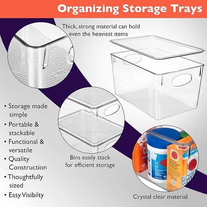 CLEARSPACE Plastic Storage Bins With lids – Perfect Kitchen Fridge Organizer, Pantry Organization, Cabinet Organizers (4 Pack) - Image 4