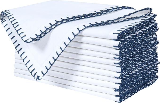 Bedding Craft Cotton Cloth Dinner Napkins Set of 12 – 18x18 Magical Forest Reusable Fabric Napkins with Blanket Stitch Selvedge – Elegant Washable Wedding Napkins for Dining, Kitchen & Events - Image 7