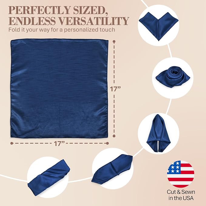 17 x 17-Inch Shantung Satin Cloth Napkins, Navy Set of 120 - Image 7