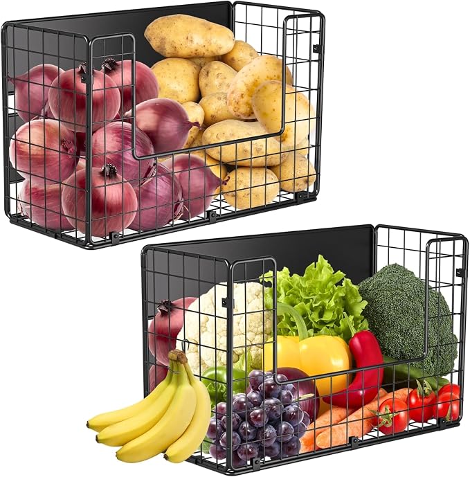 2 Set Magnetic Shelf for Fridge , Fruit Potato & Onion Storage Bins, Pantry Organizers & Storage, Large Container Magnetic Basket for Refrigerator, Kitchen Counter, Cabinet, Magnetic Fridge Organizer by Ofiray-home