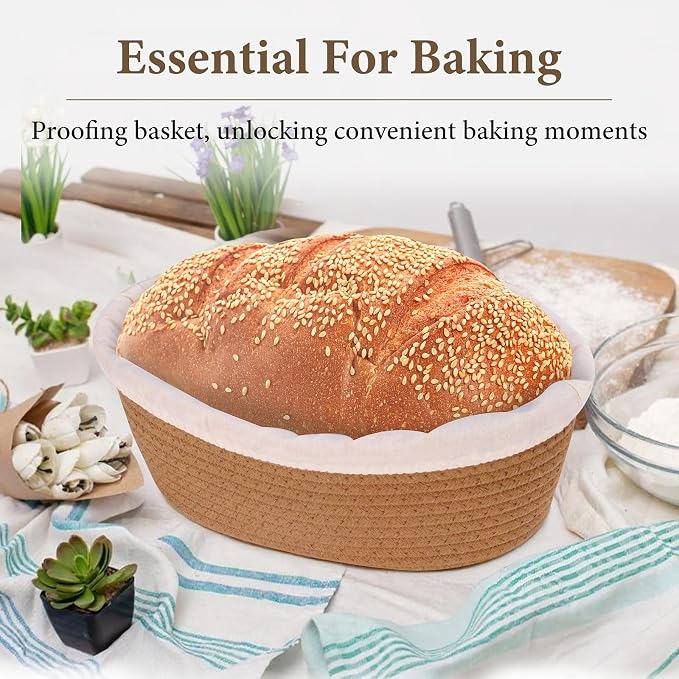 5 Inch Cotton Banneton Proofing Basket Set of 6, Mini Sourdough Bread Baking Kit, Small Artisan Dough Baskets with Cover and Liner for Homemade Bread Baking Supplies (Grey, 5 Inch) - Image 7