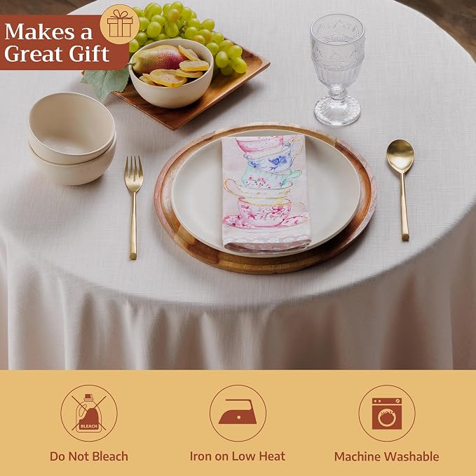 Maison d' Hermine Cloth Napkins Set of 4 Reusable 100% Cotton (18" x 18") | Everyday Square Napkins Cloth Washable Dinner Party Wedding Restaurant Hotel Kitchen Spring Summer - High Tea - Image 5