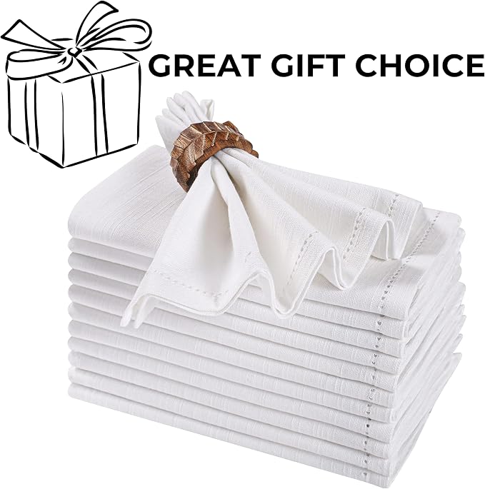 Bedding craft White Cotton Cloth Dinner Napkins Set of 12 – 16x16 | Reusable Machine Washable Fabric Napkins – Perfect for Weddings, Holidays, Thanksgiving & Everyday Dining - Image 9