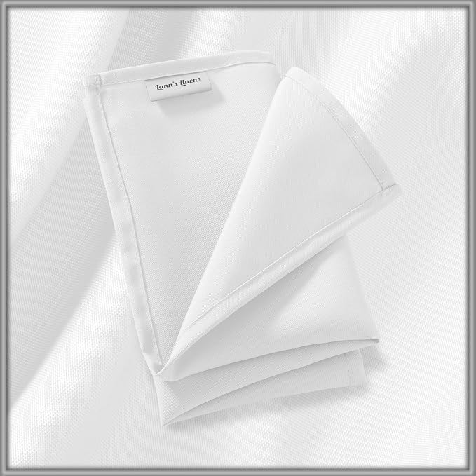 Lann's Linens Set of 12 Cloth Dinner Napkins, 20-inch Polyester Napkins, Washable and Reusable Fabric for Weddings, Hotels, Restaurants - White - Image 6