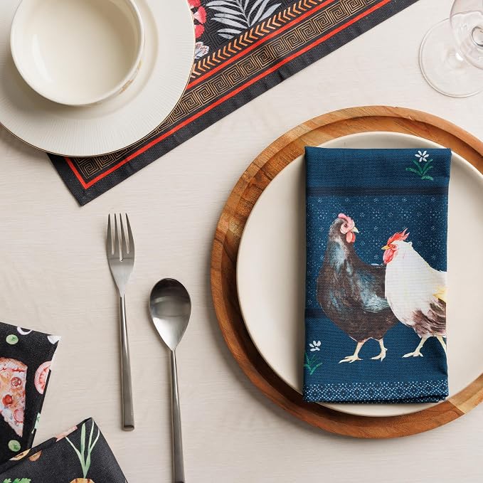Maison d' Hermine Cloth Napkins Set of 4 Reusable 100% Cotton (18" x 18") | Everyday Square Napkins Cloth Washable Dinner Party Wedding Restaurant Hotel Kitchen Spring Summer - Meadow Rooster - Image 9