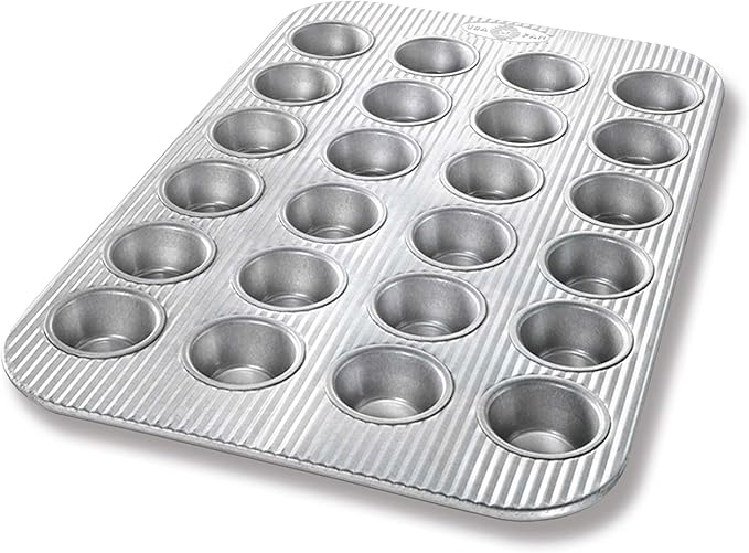 USA Pan Bakeware Mini Cupcake and Muffin Pan, Nonstick Quick Release Coating, 24-Well, Aluminized Steel | Mini Muffin Pan by USAPan