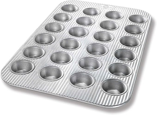 USA Pan Bakeware Mini Cupcake and Muffin Pan, Nonstick Quick Release Coating, 24-Well, Aluminized Steel | Mini Muffin Pan by USAPan