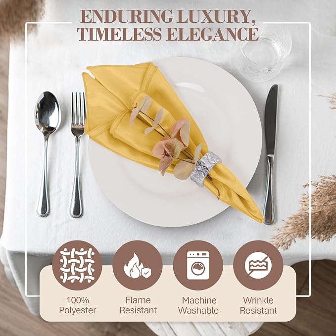 17x17-Inch Shantung Cloth Napkins, Goldenrod, Set of 36 - Image 2