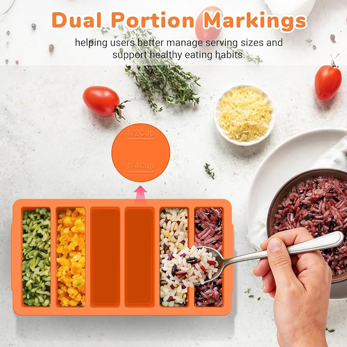 Silicone Freezer Trays with Lid (4-Pack), 1-Cup, 2-Cup, 1/2-Cup & 2-Tbsp Silicone Freezer Molds, Stackable Soup Freezer Meal Prep Containers,Ice Cube Tray for Making Sauce,Smoothies,Yogurt Bites - Image 4