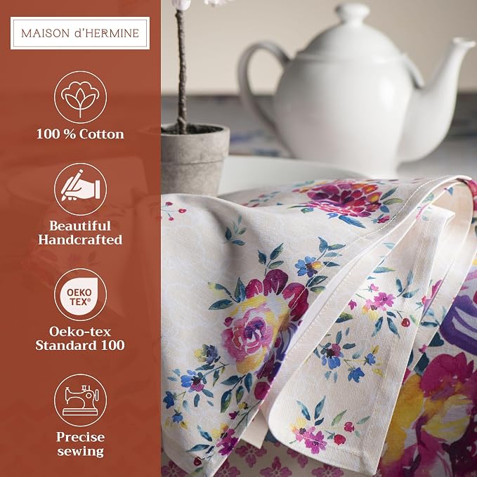 Maison d' Hermine Cloth Napkins Set of 4 Reusable 100% Cotton (20" x 20") | Everyday Square Napkins Cloth Washable Dinner Party Wedding Restaurant Hotel Kitchen Spring Summer - Rose Garden - Image 2