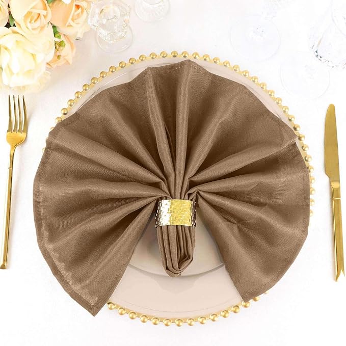 Efavormart Premium Cloth Napkins Set of 5, 20x20 Inch Taupe Seamless Dinner Napkins, Washable Linen Table Napkin Cloth with Hemmed Edges for Weddings, Party and Banquet - Image 6