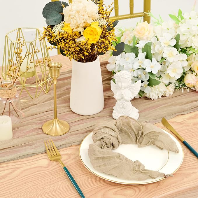fani 60 Pack Gauze Cheesecloth Napkins, 20 x 20 in, Beige | Wrinkled Table Napkins, Soft Cotton, Rustic Decorative, Weddings, Party, Dinner Table, Everyday Use - Image 6