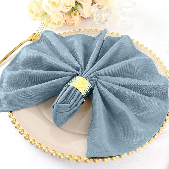 Efavormart Premium Cloth Napkins Set of 25, 20x20 Inch Dusty Blue Seamless Dinner Napkins, Washable Linen Table Napkin Cloth with Hemmed Edges for Weddings, Party and Banquet - Image 7