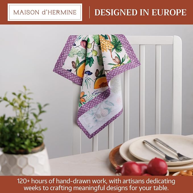 Maison d' Hermine Cloth Napkins Set of 4 Reusable 100% Cotton (18" x 18") | Everyday Square Napkins Cloth Washable Dinner Party Wedding Restaurant Hotel Kitchen Spring Summer - Cavaillon - Image 2