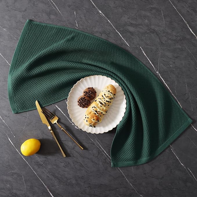 Homaxy 8 Pack 100% Cotton Kitchen Towels and Dishcloths Set, Blackish Green | 12 x 12 Inches and 13 x 28 Inches Kitchen Towels Set, Ultra Soft Absorbent Dish Cloths for Washing Dishes - Image 9
