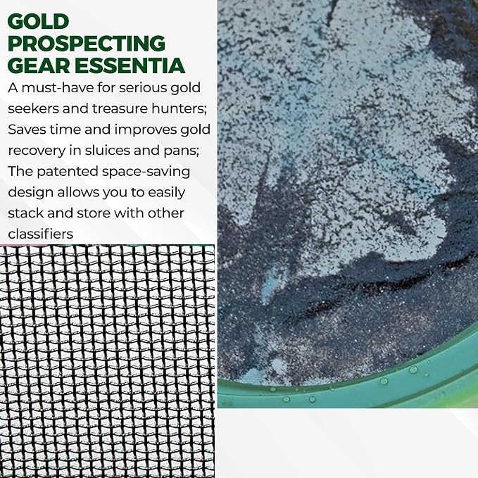 SE 13.25 Inch Wide Stackable Classifier Gold Prospecting Pan - 1/50 Inch Stainless Steel Mesh Sifting Pan, Green - Image 5