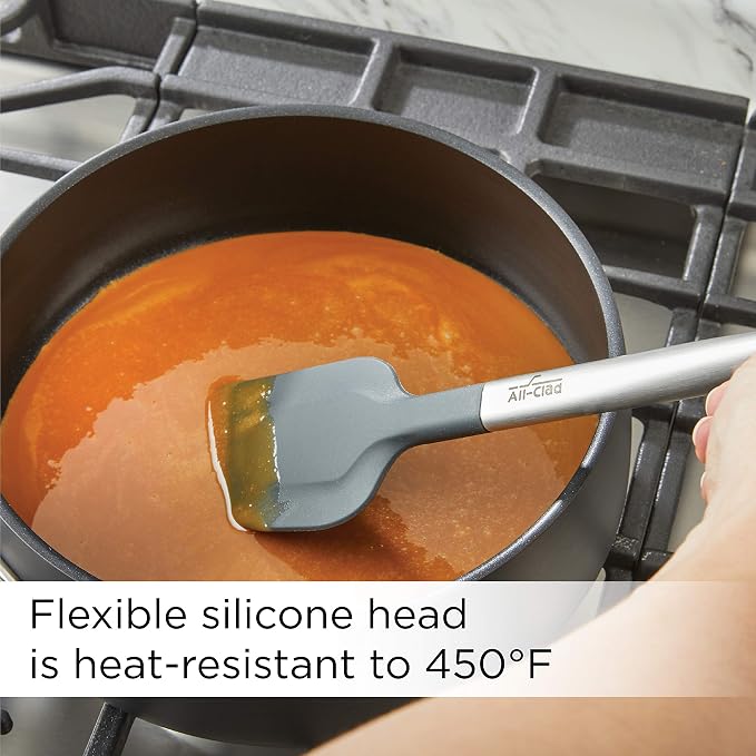 All-Clad Specialty Silicone Kitchen Gadgets Spatula Spoon Kitchen Tools, Kitchen Hacks Silver - Image 6