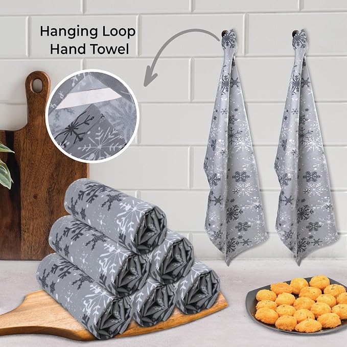 Urban Villa Kitchen Towels Cotton Dish Towels 20”x30” (Set of 6) Grey Snow - Image 4