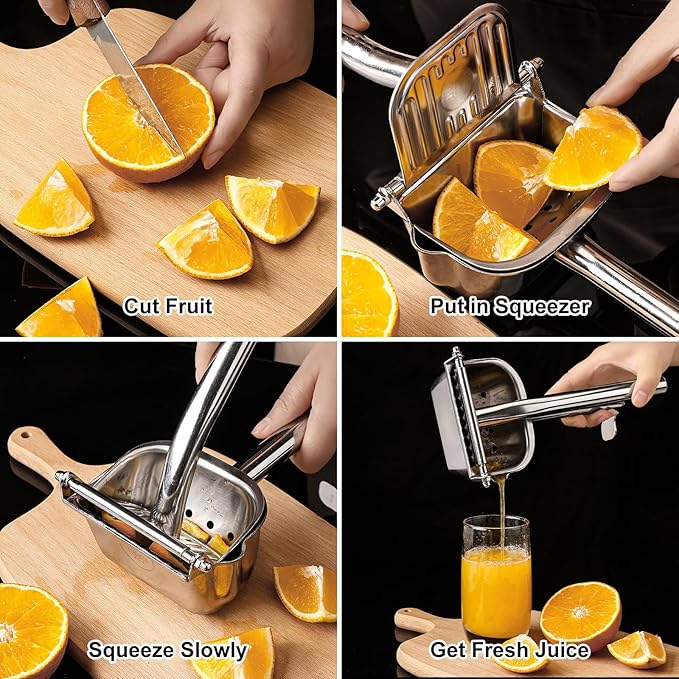 Large Lemon Squeezer, 304 Stainless Steel Citrus Juicer, Heavy duty Manual Juicer For Citrus, Orange, lemon and Other Fruit - Image 4