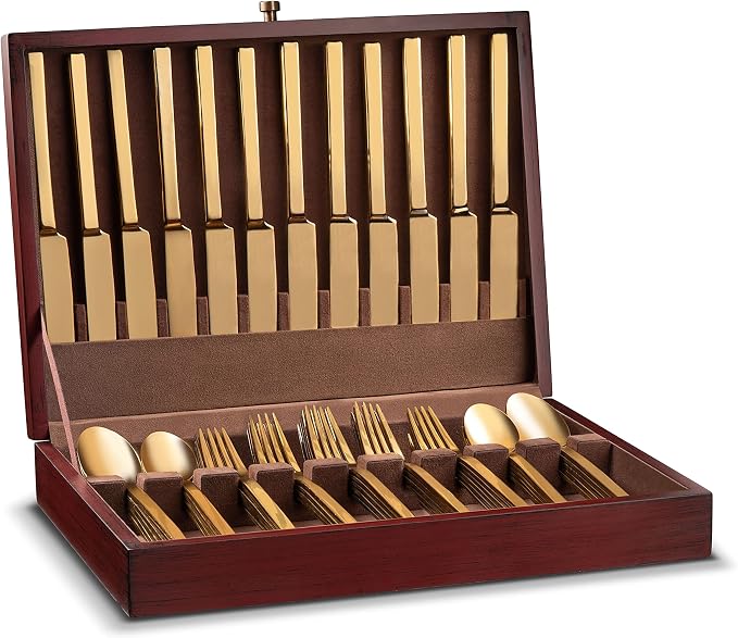 Royalty Art Cutlery Storage Box, Wooden Flatware Caddy, 15x11x3 In | Stores forks, knives, spoons, decorative kitchen and dining organizer, flatware not included by RoyaltyArt