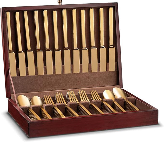 Royalty Art Cutlery Storage Box, Wooden Flatware Caddy, 15x11x3 In | Stores forks, knives, spoons, decorative kitchen and dining organizer, flatware not included by RoyaltyArt