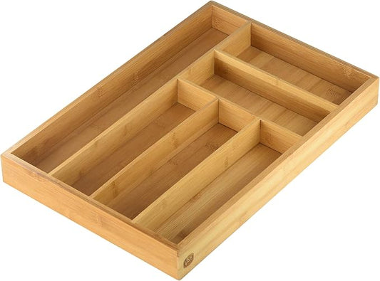 YBM HOME Pack of 6 Bamboo Cutlery Tray Flatware Silverware Drawer Organizer with 6 Compartments - 341 by YBMHome