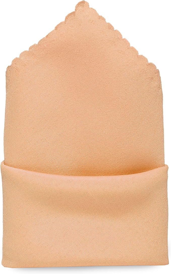 Pack of 100 Polyester Napkins 17 x 17 Inch Square with Scalloped Edge, Plain Washable Reusable Dining Table Cloth Napkin for Wedding Party Banquet Home Restaurant Bistro Decoration - Peach - Image 3