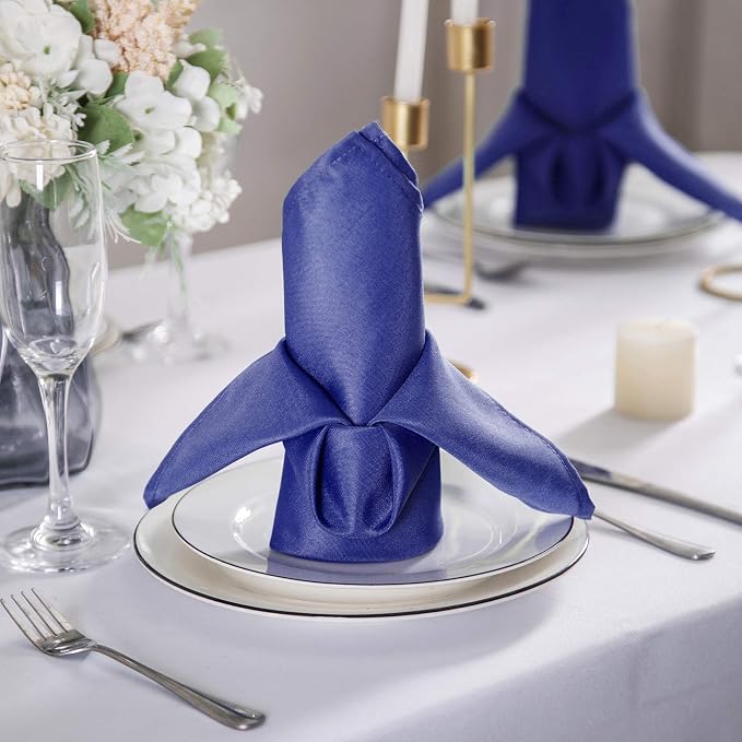 25pcs Polyester Cloth Napkins - 20 x 20 inch Royal Blue Dinner Washable Napkins with Hemmed Edges for Restaurant/Wedding/Hotel(25,Royal Blue) - Image 6