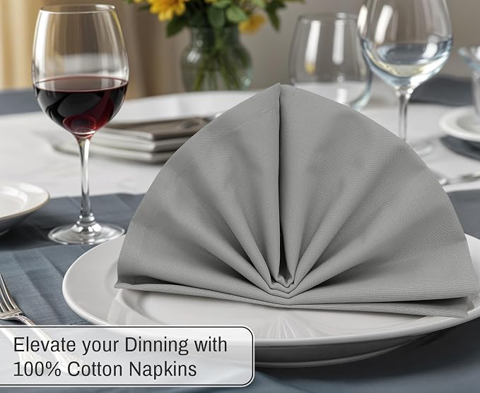 Ruvanti Cloth Napkins Set of 12, 18x18 Inches, 100% Cotton, Washable, Soft & Absorbent, Perfect for Wedding, Christmas, ‎Thanksgiving Dinners - Wild Dove - Image 4