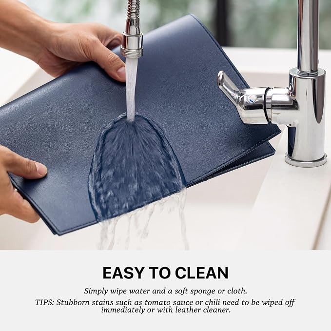 Baroyal Faux Leather Placemats Set of 6 Vinyl Washable Wipeable Table Mats for Kitchen Dining Table Heat Resistant Waterproof Modern Indoor/Outdoor Placemats Non-Slip Easy Clean Place Mats (Navy Blue) - Image 3