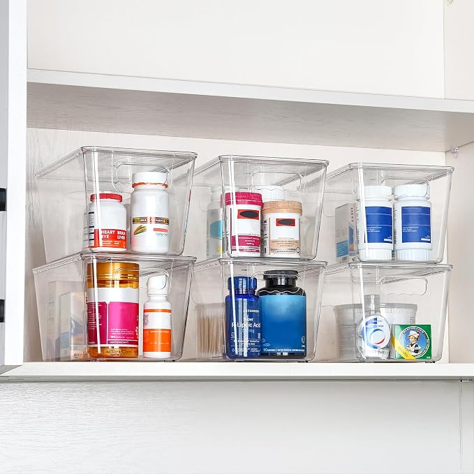 Vtopmart 12 Pack Clear Stackable Storage Bins with Lids, Medium | BPA-free Plastic, Organize Vertically, For Pantry Kitchen Fridge Cabinet Closet Bathroom, Built to Last, Easy to Move - Image 7