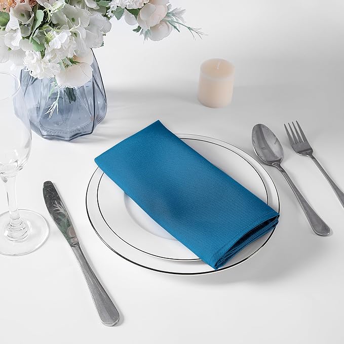 Bailarina Cloth Napkins Set of 40,17x17 inches Dinner Napkins Cloth Washable,Polyester Square Table Cloth Napkin Bulk with Hemmed Edges Ideal for Banquets, Parties and Weddings-Mediterranean Blue - Image 3