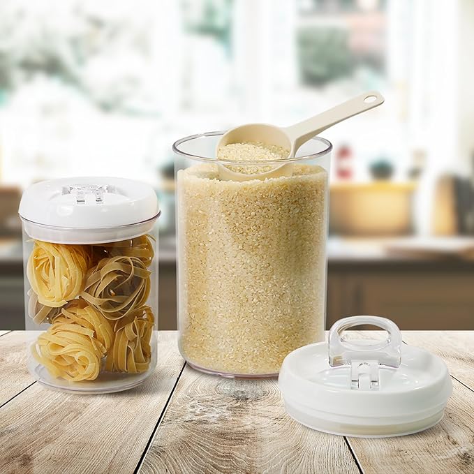 Felli Flip Tite Storage Container with Lid 6" ROUND Airtight Ring Lock Top, Plastic Canister Jar for Flour Sugar Rice Protein Powder Coffee Cracker Kitchen Pantry Organizer (6" Round Nest-M 2pk) - Image 2