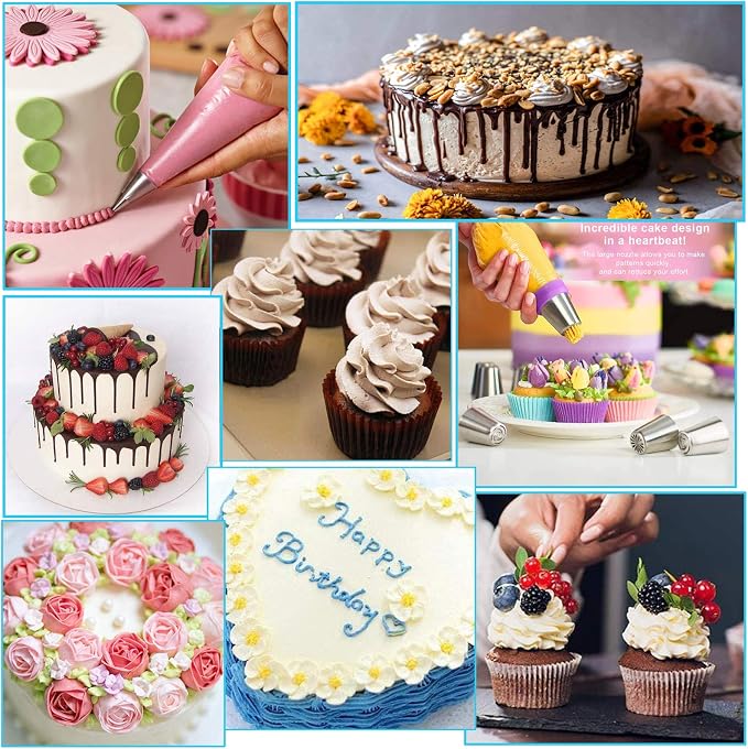 Makmeng Cake Decorating Tools Supplies Kit - 368Pcs Baking Supplies with Storage Case for Beginners - Icing Piping Bags and Tips Set For Cookies, Cupcake & Cake Frosting Fondant Decorating - Image 7