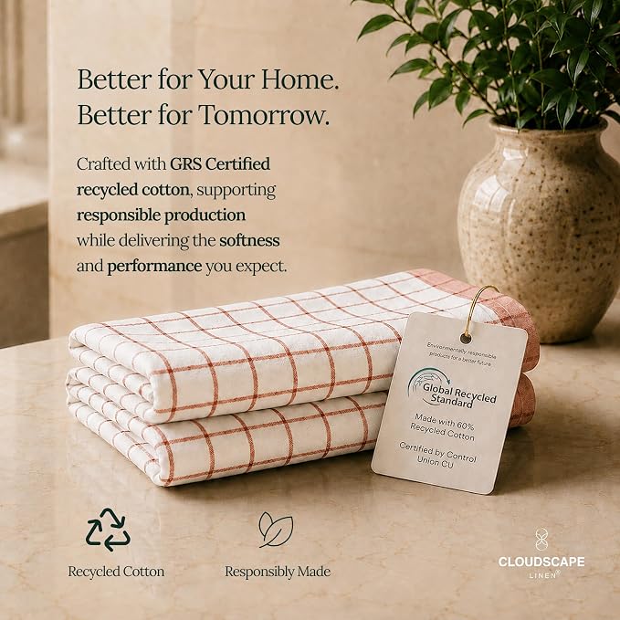 CSL Premium Cotton Kitchen Towels Set of 6,Absorbent,Quick Dry,18x28, Rust - Image 6