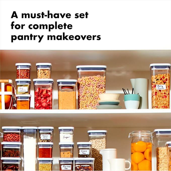 OXO Good Grips POP Airtight Food Storage Containers with Lids, 20-Piece Set | Multi Size & Shape Containers, Stackable, Ideal to Store Flour, Sugar, Pasta, Coffee, Cereal, Rice, Dishwasher safe - Image 2