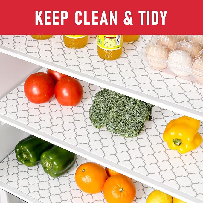 Cooyes 2 in 1 Refrigerator Liners & Fresh mats for Fridge Drawer and Glass Shelves, Absorbent Cloth Fridge Organizer Bin Mats Washable, Shelf Liner for Kitchen Cabinets Non Adhesive - Image 2
